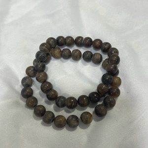 Brown marble beaded bracelet set
